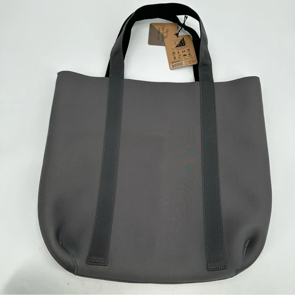 FITKICKS Everyday Tote Reversible Bag Neoprene Bag 2 Handle Black Gray -read